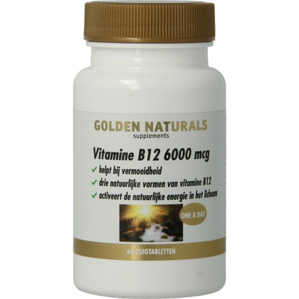 Golden Naturals Vitamine B12 6000mcg vega (60 Zuigtabletten)