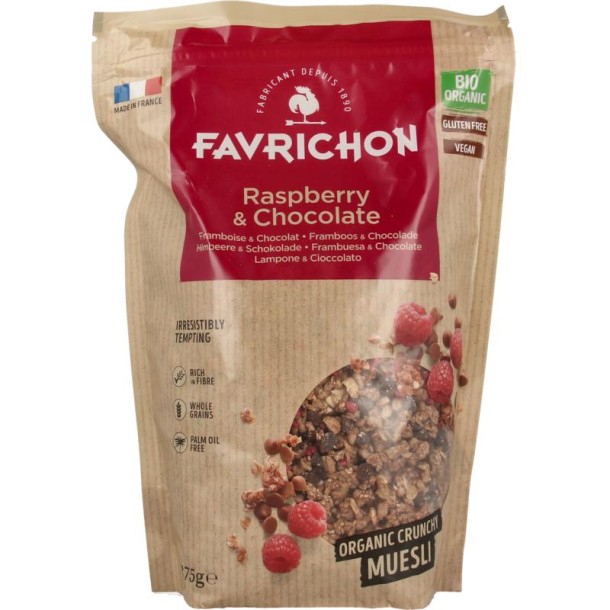 Favrichon Framboos & chocolade crunchy muesli bio (375 Gram)