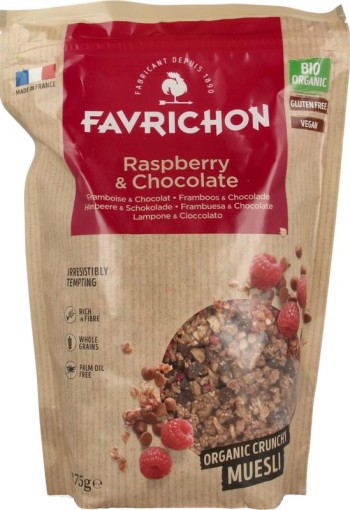 Favrichon Framboos & chocolade crunchy muesli bio (375 Gram)
