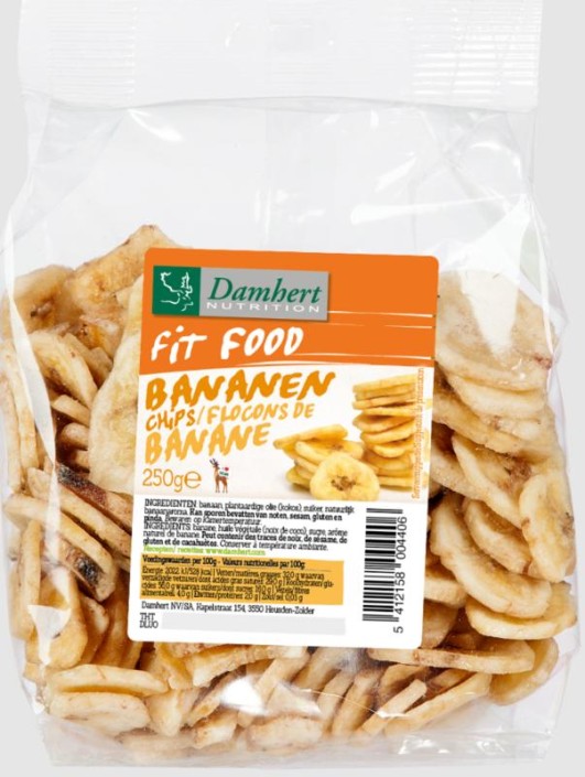 Damhert Fit food bananenchips (250 Gram)