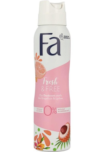 FA Deodorant spray fresh & free grapefruit & lychee (150 Milliliter)
