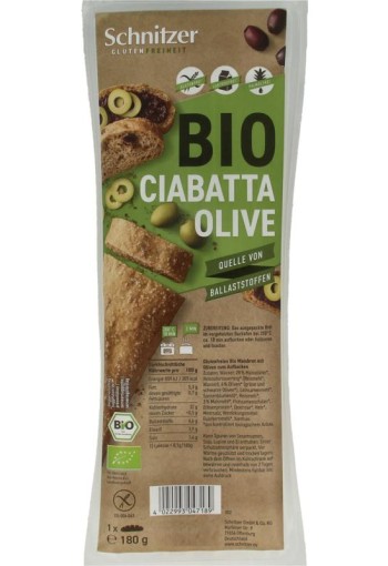 Schnitzer Ciabatta met olijven glutenvrij bio (180 Gram)