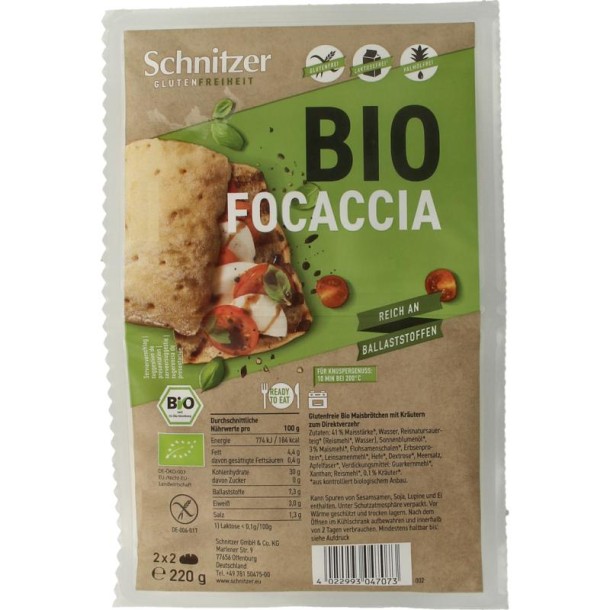 Schnitzer Focaccia 4 stuks glutenvrij bio (220 Gram)
