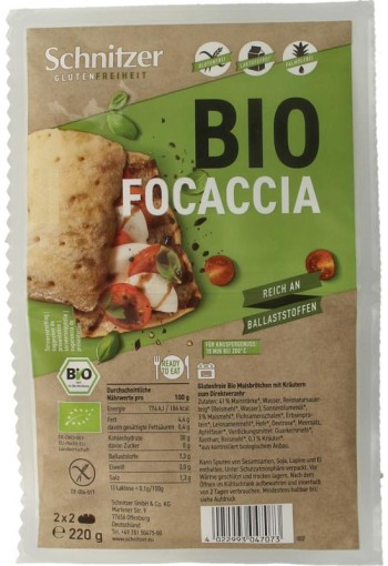 Schnitzer Focaccia 4 stuks glutenvrij bio (220 Gram)