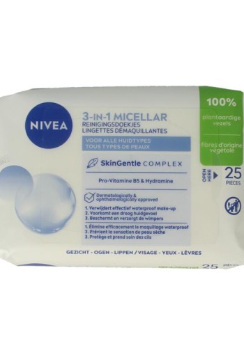 Nivea 3-in-1 verzorgende micellair reindoek (25 Stuks)