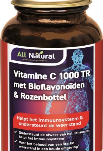 All Natural Vitamine C 1000 met bioflavonoiden & rozenbottel (100 Tabletten)