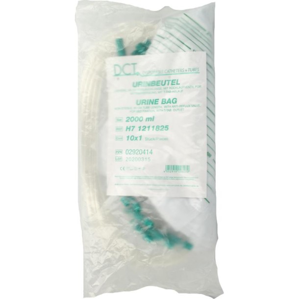 Mediware DCT Urinebedzak 2 liter + slang 90cm (10 Stuks)