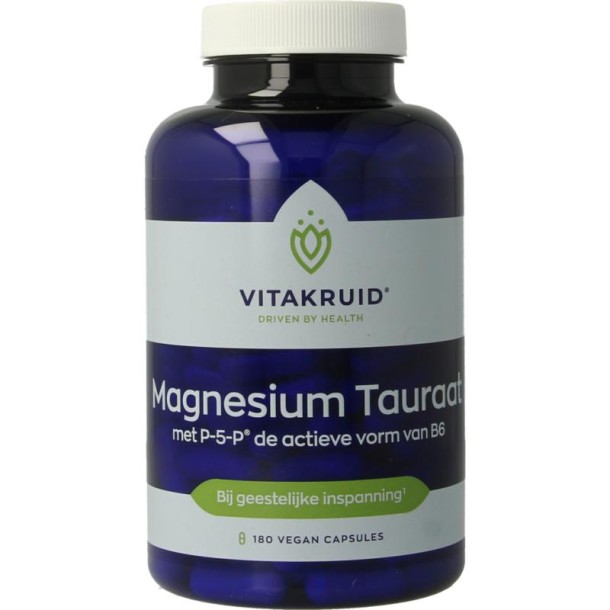 Vitakruid Magnesium Tauraat met Vitamine B6 (P-5-P) (180 Vegetarische capsules)