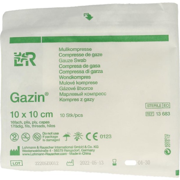 Gazin Gaaskompressen 10 x 10cm steriel (10 Stuks)