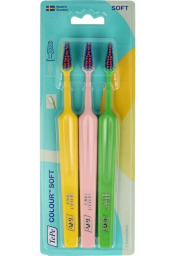 Tepe Tandenborstel colour soft 3-pack (3 Stuks)