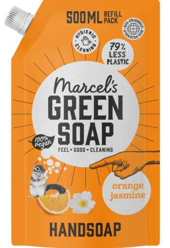Marcel's GR Soap Handzeep sinaasappel & jasmijn navul (500 Milliliter)