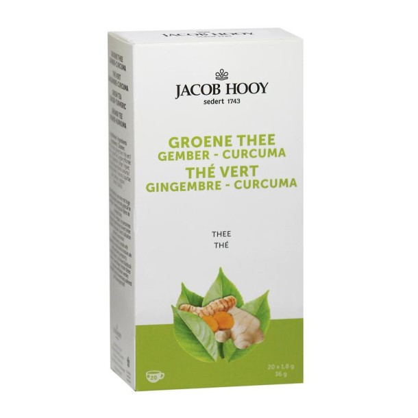 Jacob Hooy Groene thee gember curcuma thee (20 Zakjes)
