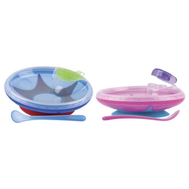 Nuby Warmtebehoudend bordje met zuignap & lepel (1 Stuks)