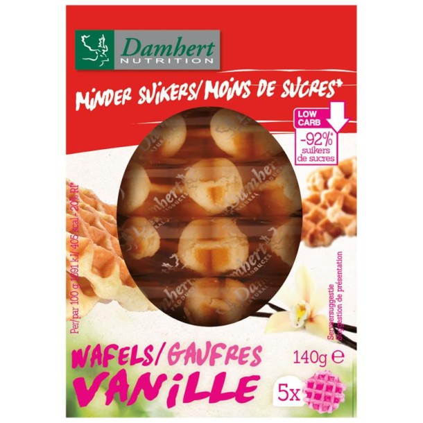 Damhert Wafel vanille minder suiker (140 Gram)
