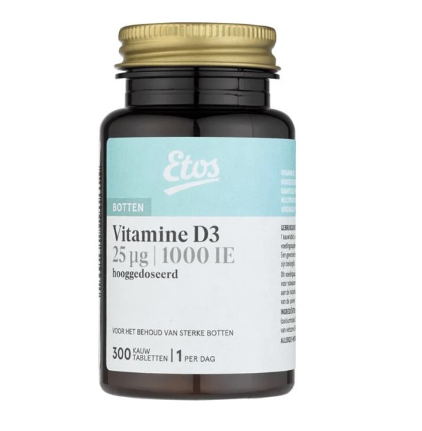 Etos 25 ug Vitamine D Hooggedoseerd Kauwtabletten 300 stuks