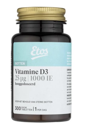 Etos 25 ug Vitamine D Hooggedoseerd Kauwtabletten 300 stuks