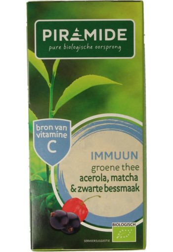 Piramide Immuun groene thee acerola matcha & zwarte bes bio (20 Zakjes)