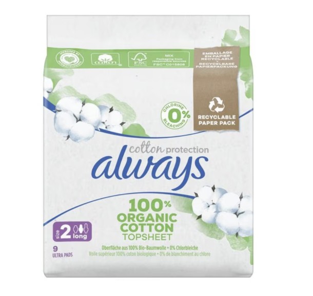 Always Maandverband cotton protect ultra long 9 stuks