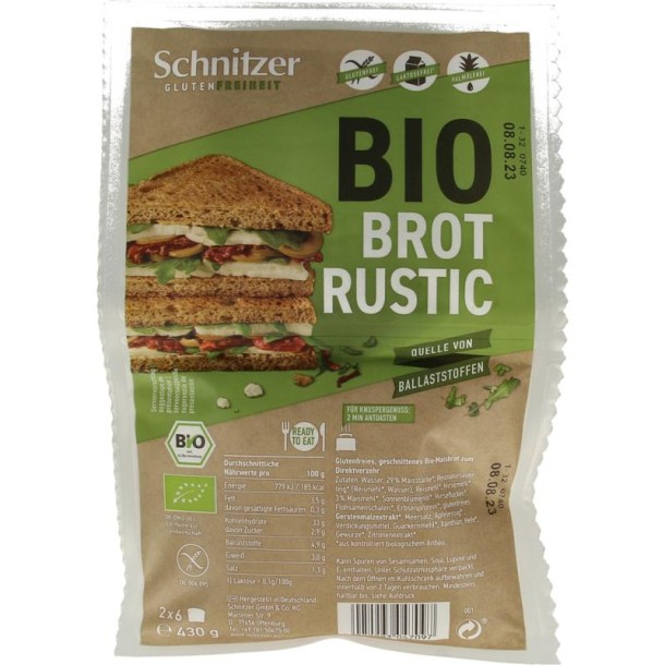 Schnitzer Bread'n toast dark glutenvrij bio (430 Gram)