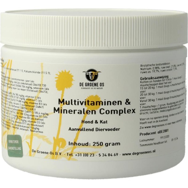 Groene Os Multi vitamine & mineralen complex hond/kat (250 Gram)