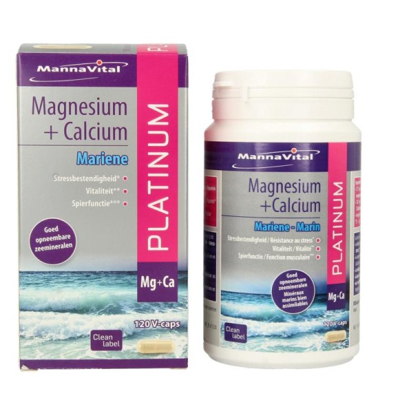 Mannavital Mariene magnesium + calcium platinum (120 Vegetarische capsules)