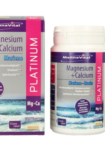 Mannavital Mariene magnesium + calcium platinum (120 Vegetarische capsules)