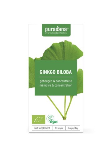 Purasana Ginkgo biloba vegan bio (70 Vegetarische capsules)