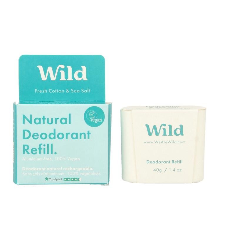 Wild Refill Natural deodorant fresh cotton & sea salt refill (40 Gram)