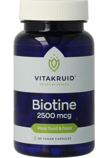 Vitakruid Biotine 2500 mcg voor Huid, Haar & Nagels (90 Vegetarische capsules)