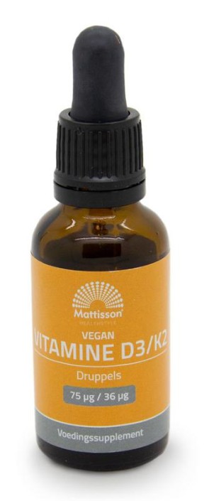 Mattisson Vitamine D3/K2 75mcg/36mcg vegan druppels (25 Milliliter)