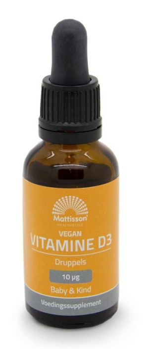 Mattisson Vitamine D3 baby & kind 10mcg vegan druppels (25 Milliliter)