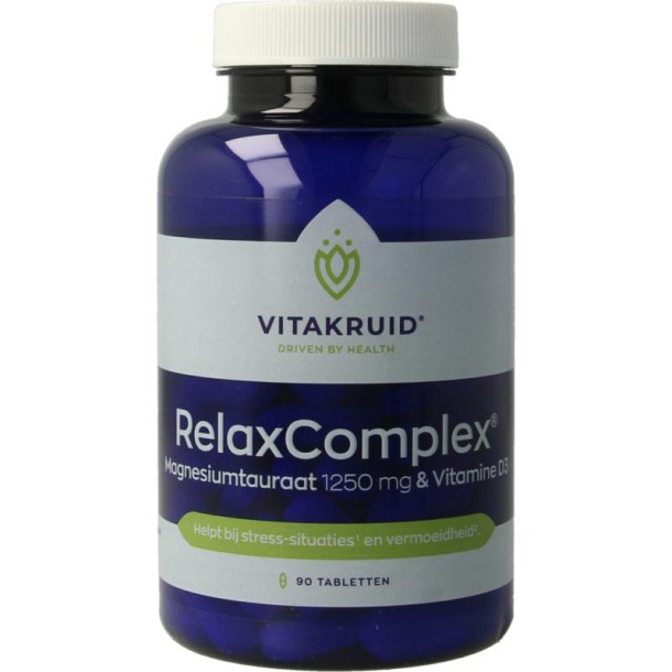 Vitakruid RelaxComplex oa Magnesium Tauraat & Vitamine D3 (90 Tabletten)