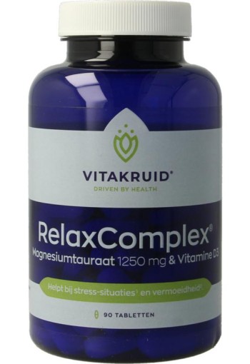 Vitakruid RelaxComplex oa Magnesium Tauraat & Vitamine D3 (90 Tabletten)