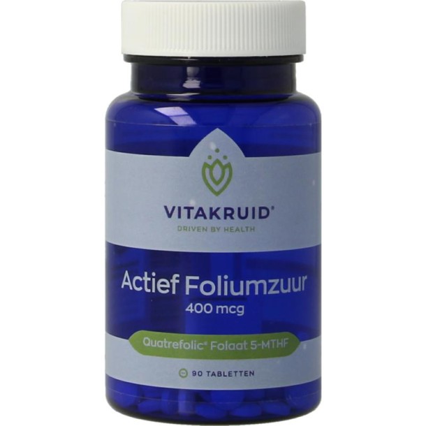 Vitakruid Actief Foliumzuur Quatrefolic 5-MTHF 400 mcg (90 Tabletten)