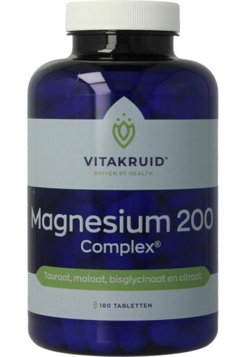 Vitakruid Magnesium 200 Complex Tauraat Malaat Bisglycinaat (180 Tabletten)