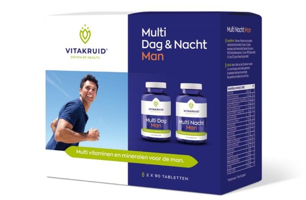 Vitakruid Multi Dag & Nacht Man 100% Vegan 2 x 90 (180 Tabletten)