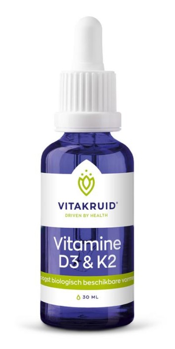 Vitakruid Vitamine D3 & K2 (MenaQ7) met druppelpipet (30 Milliliter)
