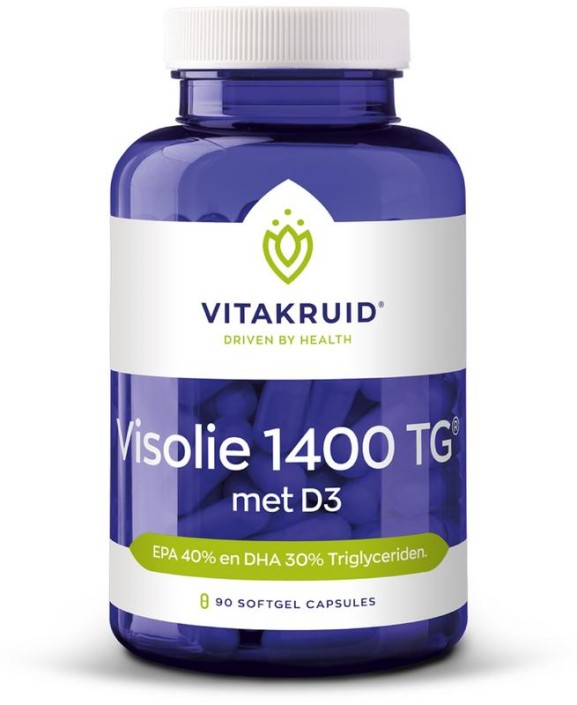 Vitakruid Visolie 1400 + D3 triglyceriden EPA 40% DHA 30% (90 Softgels)