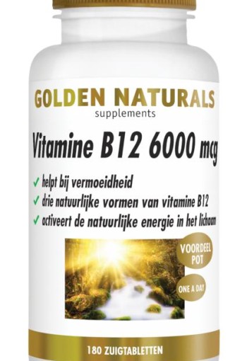 Golden Naturals Vitamine B12 6000mcg (180 Zuigtabletten)