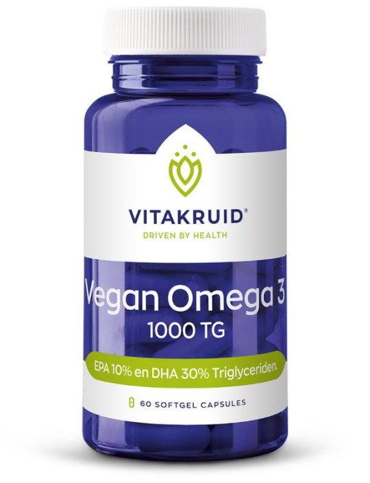 Vitakruid Vegan omega 3 1000 triglyceriden 300 DHA 100 EPA 60 Softgels