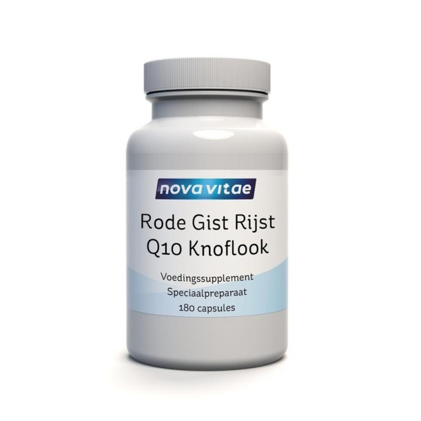 Nova Vitae Rode gist rijst + Q10 + knoflook (180 Vegetarische capsules)