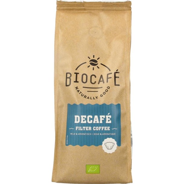 Biocafe Filterkoffie cafeinevrij/decaf bio (250 Gram)