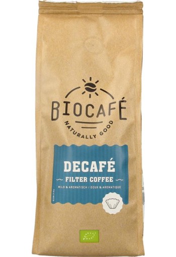 Biocafe Filterkoffie cafeinevrij/decaf bio (250 Gram)