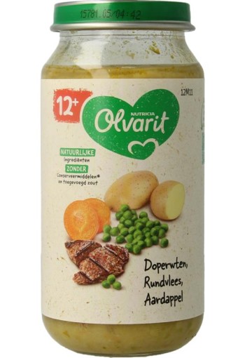 Olvarit Doperwten rundvlees aardappel 12M11 (250 Gram)