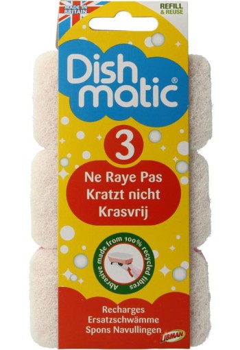Dishmatic Navulspons krasvrij (3 Stuks)