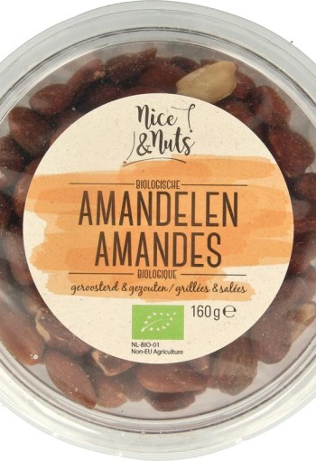 Nice & Nuts Amandelen bruin gezouten geroosterd bio (160 Gram)