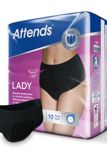 Attends Lady discreet underwear zwart 3M (10 Stuks)