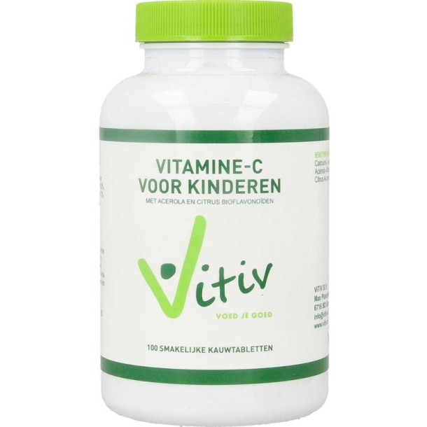 Vitiv Kinder vitamine C zuurvrij 120mg (100 Kauwtabletten)