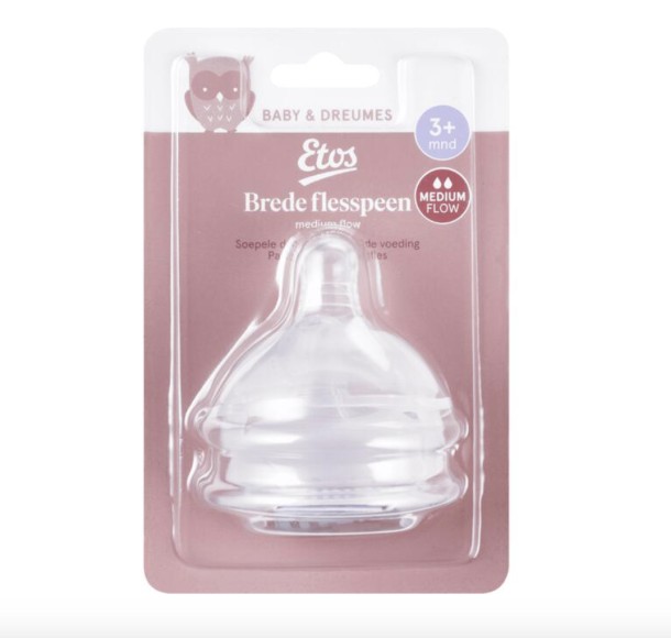 Etos Mijn ba­by fles­speen bre­de fles 3+ maand. 2 stuks