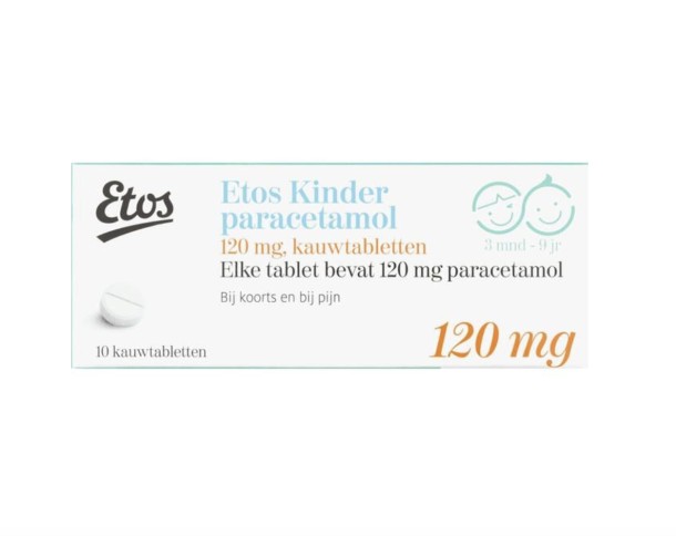 Etos Kinderparacetamol kauwtabletten 120 mg 10 stuks